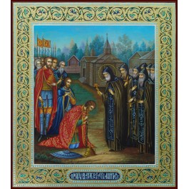  icon "Sergius of Radonezh blesses Dmitry Donskoy for battle"